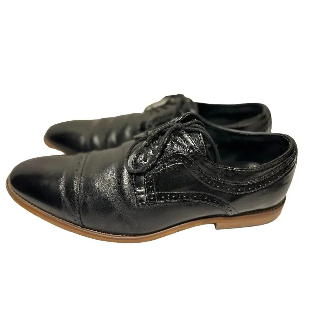 Men's Blk Stacy Adams Leather Dress Wing Tip Oxford Shoes, Casual, lace up Sz 11